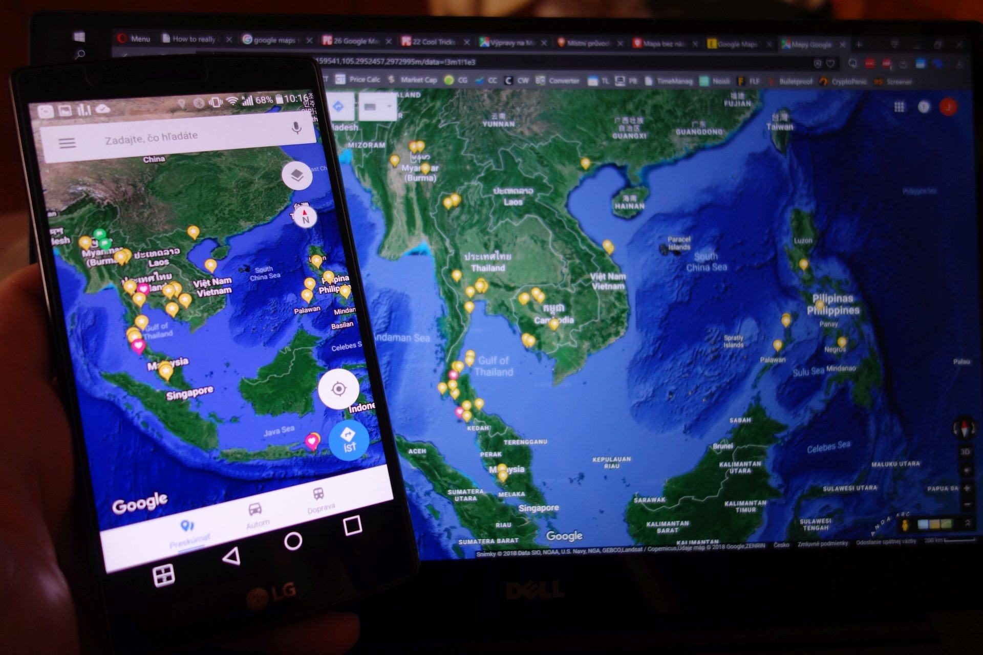 google maps app vs desktop